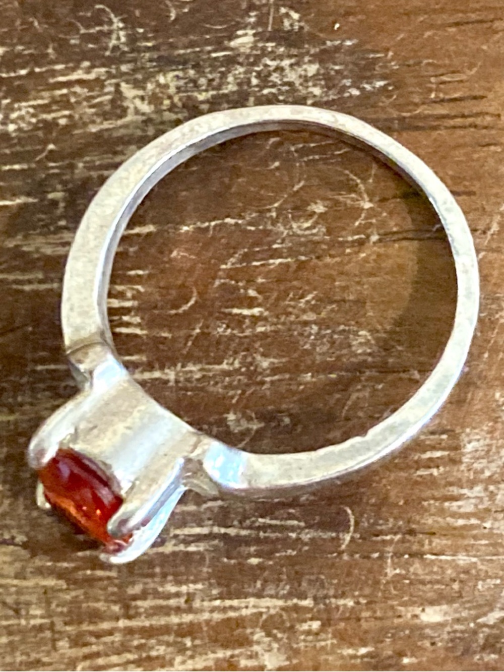 Sterling Silver 925 Orange Red Faceted Gemstone Ring Size 7 - Picture 12 of 13